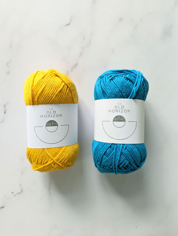 yarn options for crown crochet kit - bright yellow and vivid blue