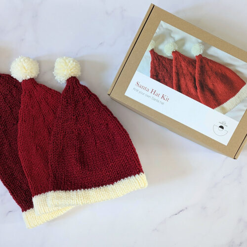 santa hat knitting kit by the old horizon