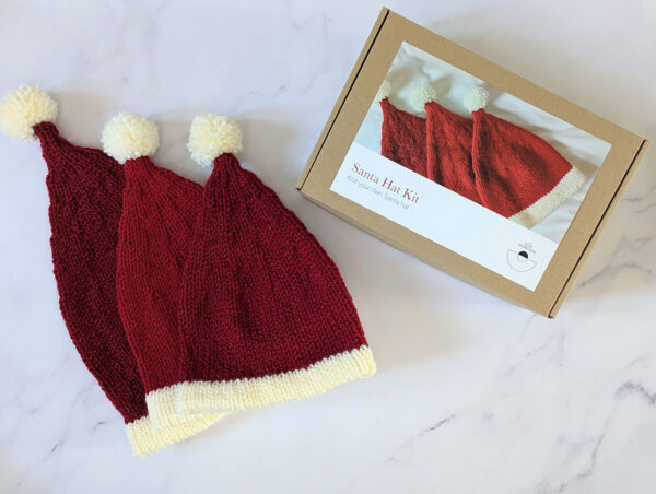santa hat knitting kit by the old horizon