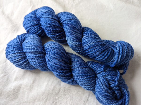 Two skeins of blue chunky semi solid hand dyed yarn