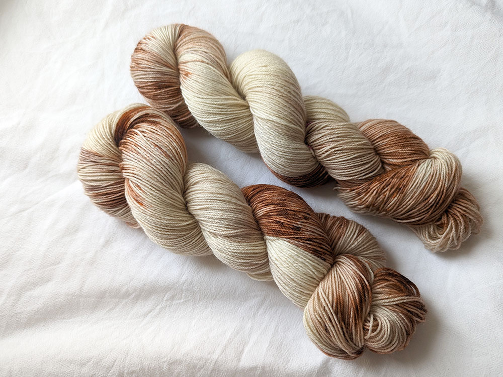 300 Takeout Coffees Later - Hand dyed yarn, light brown cream speckled