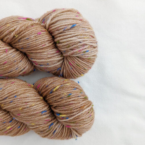 Light brown multi coloured tweed yarn in dk weight