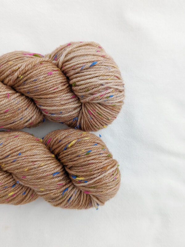 Light brown multi coloured tweed yarn in dk weight